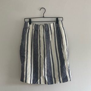 J CREW | Pull On Linen Striped Skirt with Elastic Waist and Pockets